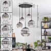 Koyoto Lampadario a sospensione, Lampada a sfera, Lampada a sospensione 45 cm Chiaro, Grigio fumo, 5-Luci