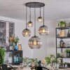 Koyoto Lampadario a sospensione, Lampada a sfera, Lampada a sospensione 45 cm Chiaro, Grigio fumo, 5-Luci
