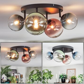 Chehalis Plafoniera, Lampada a sfera Blu, Verde, Chiaro, Ramato, 4-Luci