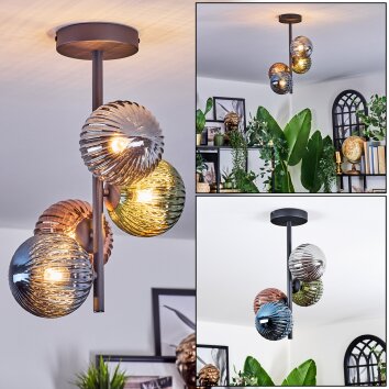 Chehalis Plafoniera, Lampada a sfera Blu, Verde, Ramato, Grigio fumo, 4-Luci