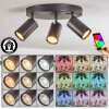 Foren Plafoniera, Faretto da soffitto LED Nero, 3-Luci, Cambia colore