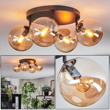 Gastor Plafoniera, Lampada a sfera Ambrato, 4-Luci