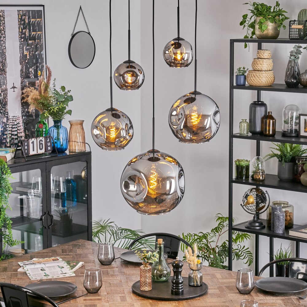 Ripoll Lampadario a sospensione, Lampada a sfera, Lampada a sospensione Cromo, Grigio fumo, 5-Luci main product photo