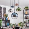 Koyoto Lampadario a sospensione, Lampada a sfera, Lampada a sospensione Blu, Cromo, Verde, Chiaro, Ramato, Grigio fumo, 5-Luci