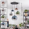 Koyoto Lampadario a sospensione, Lampada a sfera, Lampada a sospensione Blu, Cromo, Verde, Chiaro, Ramato, Grigio fumo, 5-Luci