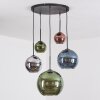 Koyoto Lampadario a sospensione, Lampada a sfera, Lampada a sospensione Blu, Cromo, Verde, Ramato, Grigio fumo, 5-Luci