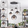 Koyoto Lampadario a sospensione, Lampada a sfera, Lampada a sospensione Chiaro, Grigio fumo, 5-Luci