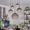 Koyoto Lampadario a sospensione, Lampada a sfera, Lampada a sospensione Chiaro, Grigio fumo, 5-Luci