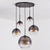 Koyoto Lampadario a sospensione, Lampada a sfera, Lampada a sospensione Chiaro, Grigio fumo, 5-Luci