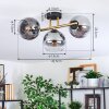 Koyoto Plafoniera, Lampada a sfera Oro, Nero, 3-Luci