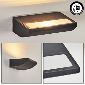Damor Lampada da parete per esterno, Applique LED Nero, 1-Luce Damor Lampada da parete per esterno, Applique LED Nero, 1-Luce