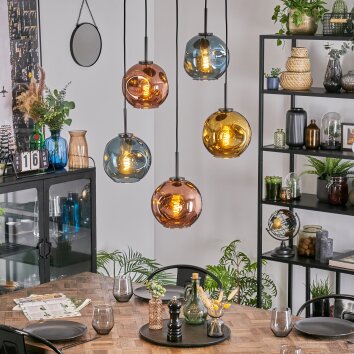 Ripoll Lampadario a sospensione, Lampada a sfera, Lampada a sospensione Blu, Oro, Ramato, 5-Luci