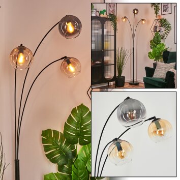 Koyoto Lampada a sfera, Lampada da terra Ambrato, Chiaro, Grigio fumo, 3-Luci