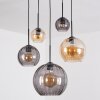 Koyoto Lampadario a sospensione, Lampada a sfera, Lampada a sospensione Ambrato, Grigio fumo, 5-Luci