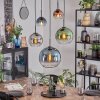 Koyoto Lampadario a sospensione, Lampada a sfera, Lampada a sospensione Blu, Cromo, Verde, Chiaro, Ramato, Grigio fumo, 5-Luci