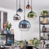 Koyoto Lampadario a sospensione, Lampada a sfera, Lampada a sospensione Blu, Cromo, Verde, Chiaro, Ramato, Grigio fumo, 5-Luci