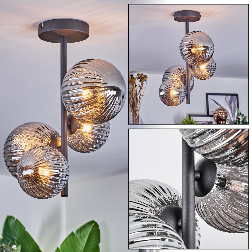 Chehalis Plafoniera, Lampada a sfera Grigio fumo, 4-Luci main product photo