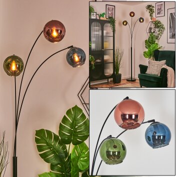 Koyoto Lampada a sfera, Lampada da terra Blu, Verde, Ramato, 3-Luci