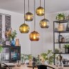 Koyoto Lampadario a sospensione, Lampada a sfera, Lampada a sospensione Oro, Nero, 5-Luci