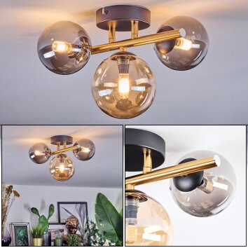 Chehalis Plafoniera, Lampada a sfera Oro, Nero, 3-Luci
