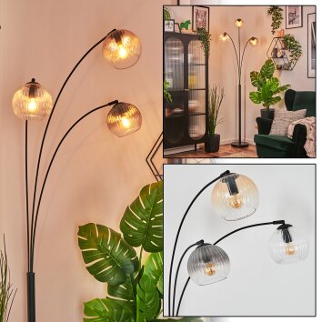 Koyoto Lampada a sfera, Lampada da terra Ambrato, Chiaro, Grigio fumo, 3-Luci