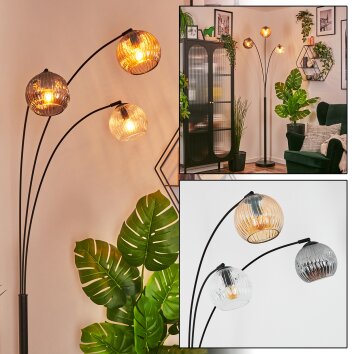 Ripoll Lampada a sfera, Lampada da terra Ambrato, Chiaro, Grigio fumo, 3-Luci