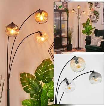 Ripoll Lampada a sfera, Lampada da terra Ambrato, Chiaro, Grigio fumo, 3-Luci