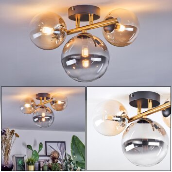 Chehalis Plafoniera, Lampada a sfera Oro, Nero, 3-Luci Chehalis Plafoniera, Lampada a sfera Oro, Nero, 3-Luci