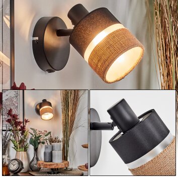 Fallhagen Applique, Faretto da parete Nero, 1-Luce