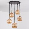 Koyoto Lampadario a sospensione, Lampada a sfera, Lampada a sospensione Oro, Nero, 5-Luci