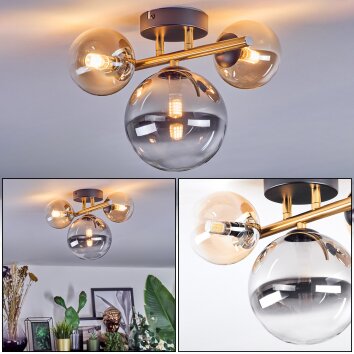 Chehalis Plafoniera, Lampada a sfera Oro, Nero, 3-Luci