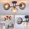 Koyoto Plafoniera, Lampada a sfera Ambrato, Chiaro, Grigio fumo, 3-Luci