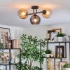 Koyoto Plafoniera, Lampada a sfera Ambrato, Grigio fumo, 3-Luci