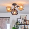 Koyoto Plafoniera, Lampada a sfera Ambrato, Grigio fumo, 3-Luci