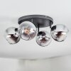 Koyoto Plafoniera, Lampada a sfera Cromo, Chiaro, Grigio fumo, 4-Luci