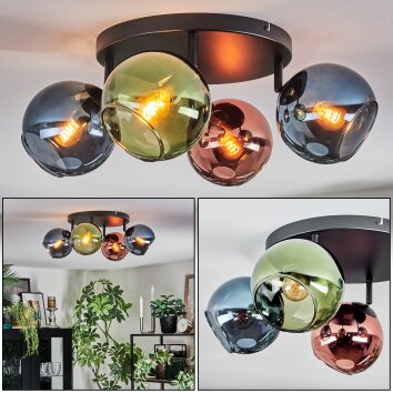 Koyoto Plafoniera, Lampada a sfera Blu, Verde, Ramato, 4-Luci