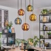 Koyoto Lampadario a sospensione, Lampada a sfera, Lampada a sospensione Oro, Nero, 5-Luci