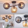 Koyoto Plafoniera, Lampada a sfera Ambrato, Grigio fumo, 3-Luci