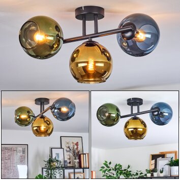 Koyoto Plafoniera, Lampada a sfera Blu, Oro, Verde, 3-Luci