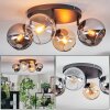 Koyoto Plafoniera, Lampada a sfera Ambrato, Cromo, Chiaro, Grigio fumo, 4-Luci