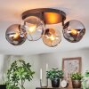 Koyoto Plafoniera, Lampada a sfera Ambrato, Cromo, Chiaro, Grigio fumo, 4-Luci