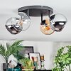 Koyoto Plafoniera, Lampada a sfera Ambrato, Cromo, Chiaro, Grigio fumo, 4-Luci