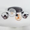 Koyoto Plafoniera, Lampada a sfera Ambrato, Cromo, Chiaro, Grigio fumo, 4-Luci