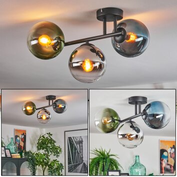 Gastor Plafoniera, Lampada a sfera Blu, Cromo, Verde, Chiaro, Grigio fumo, 3-Luci