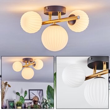 Chehalis Plafoniera, Lampada a sfera Oro, Nero, 3-Luci