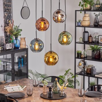 Ripoll Lampadario a sospensione, Lampada a sfera, Lampada a sospensione Blu, Cromo, Oro, Verde, Ramato, Grigio fumo, 5-Luci