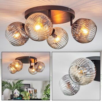 Ripoll Plafoniera, Lampada a sfera Ambrato, Chiaro, Grigio fumo, 4-Luci