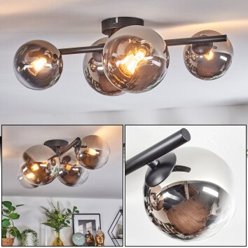 Chehalis Plafoniera, Lampada a sfera Cromo, Chiaro, Grigio fumo, 4-Luci