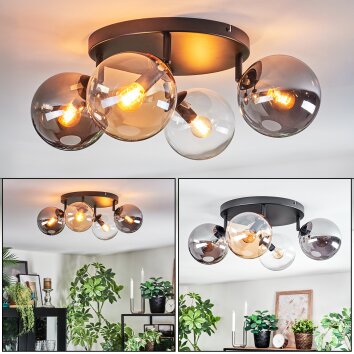 Gastor Plafoniera, Lampada a sfera Ambrato, Chiaro, Grigio fumo, 4-Luci