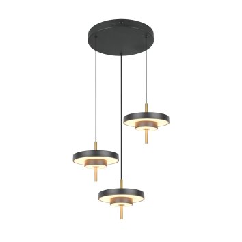 Illuminazione Trio Leuchten KEATON Lampada a sospensione LED Nero-Oro, 3-Luci